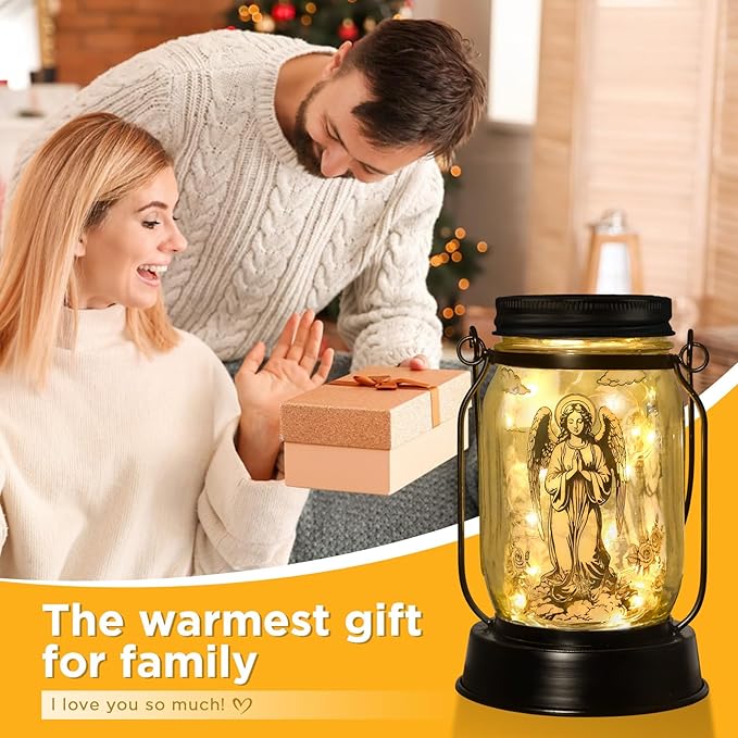 kyoryuger Guardian Angel Gifts for Women/Men Angel Praying Solar Lantern Mom Birthday, Mothers Day, Sympathy Solar Lantern Garden Decoration Outside for Yard, Patio,Backyard,Porch, Torches