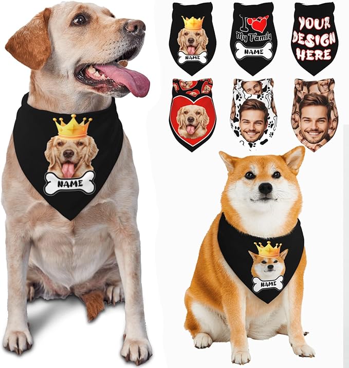Custom Dog Bandana for Cat Dog Pet Add Your Design Personalized Neckwear Bandanas with Your Text Logo Image Customized Pet Scarf Funny Gifts Style 03