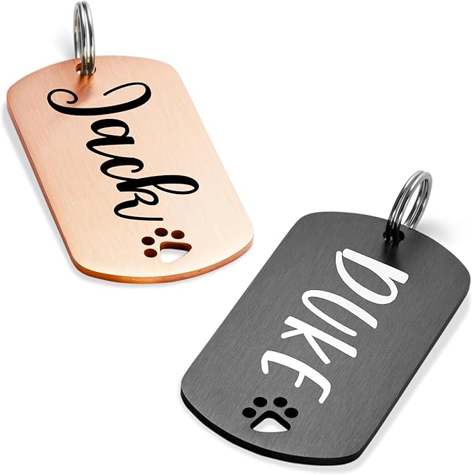 Ultra Joys Dog Tags Personalized for Pets - Hollow Paw Custom Pet ID Tag - Engraved Dog Tag for Small, Large Dogs - Large Military Dog Tag in Rose