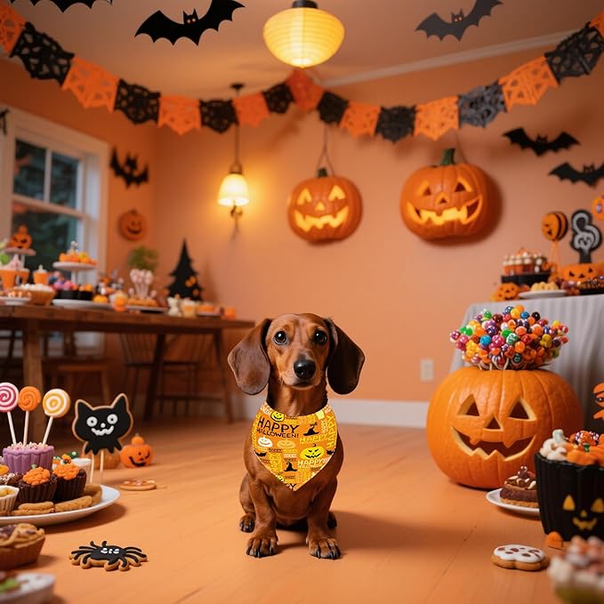 30 Pcs Halloween Thanksgiving Dog Bandanas Bulk Stitch Dog Bandanas for Small Medium Dogs Polyester Scarves Large Puppy Cats Party Grooming M