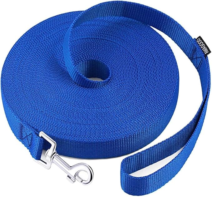 AMAGOOD Dog Leashes Heavy Duty 15ft 20ft 30ft 50ft 100ft Long Leashes-for Training,Tie Out(100Feet x 3/4Inch,Blue)