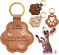 Personalized Pet Memorial Gifts for Dogs, Custom Name Paw Shaped Leather Keychain, Dog Fur Keepsake for Bag or Key