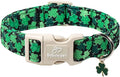 St Patricks Day Dog Collar for Small Dogs - Green Lucky Clover Dog Collars, Lightweight Adjustable Irish Festival Shamrock Dogs Collars with Quick Release Buckle S