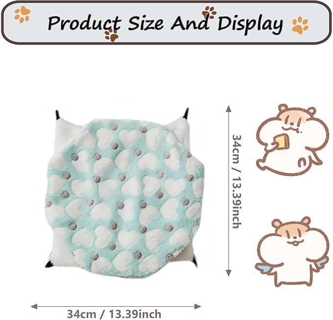 Cat Hammock for Cage, Soft Warm Hanging Bed for Kitten, Guinea Pig, Ferret, Rat, Chinchilla and Other Small Pets, Cozy Bunkbed 13.39"x13.39"