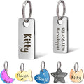 Anavia Small Size Dog Cat ID Tags, Small/XS Personalized Color Plated Stainless Steel Puppy Kitten Name Tags, Customized Engraved Nameplate Pet Collar Tag (Silver, XS-Rectangle)