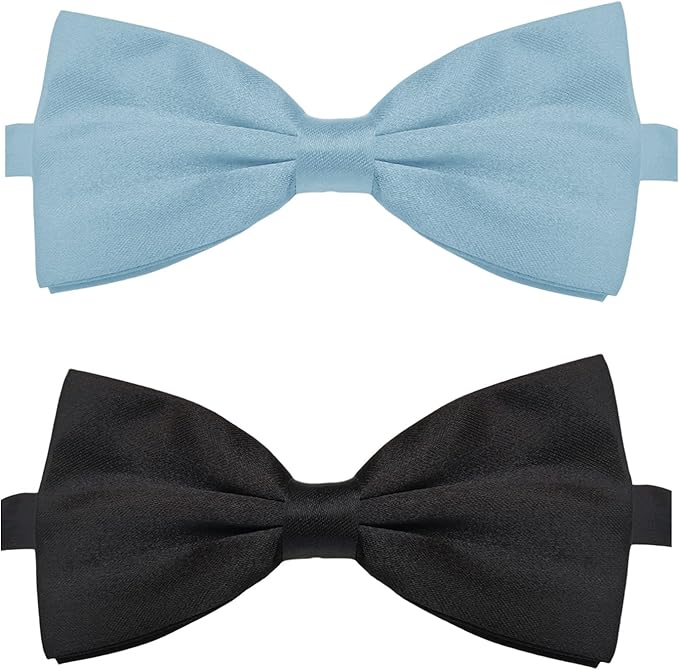KOOLMOX Light Blue Dog Bow Tie, Black Dog Bowties with Adjustable Collar for Medium Large Dogs Cats Pets Wedding Birthday Graduation Independence Day Homecoming Grooming, 2 Pack, Black and Light Blue