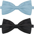 KOOLMOX Light Blue Dog Bow Tie, Black Dog Bowties with Adjustable Collar for Medium Large Dogs Cats Pets Wedding Birthday Graduation Independence Day Homecoming Grooming, 2 Pack, Black and Light Blue