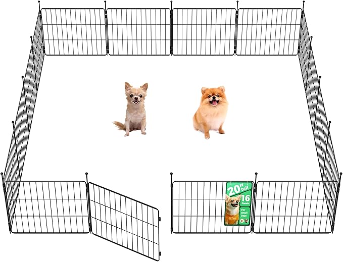 FXW MiniPaws Unleashed Dog Playpen, Expandable & Portable Design for Yard, RV Camping and Indoor Use, for Puppies and Small Dogs, 20-inch 16 Panels