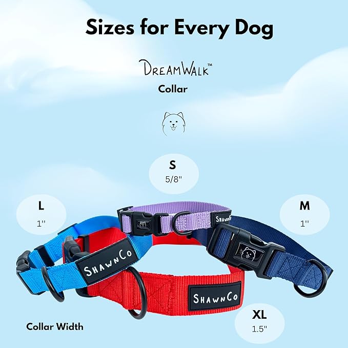 ShawnCo Dream Walk Dog Collar- Premium, Adjustable and Comfortable Pet Collar for Small, Medium, Large and Extra Large Dogs (M, Pacific Blue)