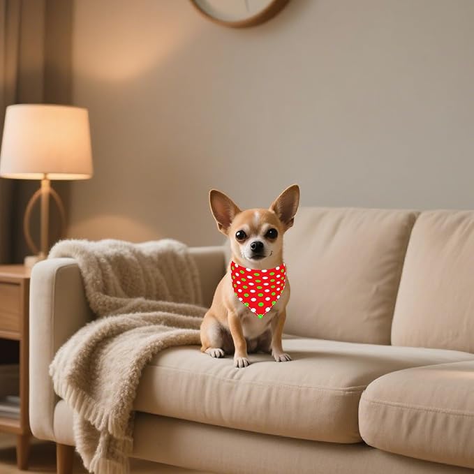 30 Pcs Polka Dot Dog Bandanas for Small Dogs Stitch Dog Bandana Bulk Reversible Print One Side Polyester Puppy Scarves Party Grooming S