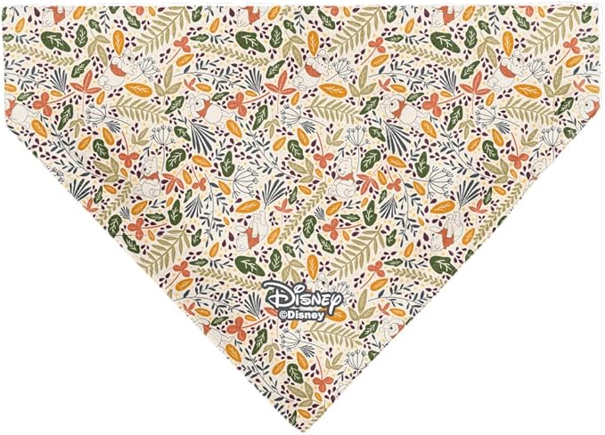 Disney Pet Bandana Winnie The Pooh Smiling Face Foliage Collage Multi Color Slip On Collar Bandana Only