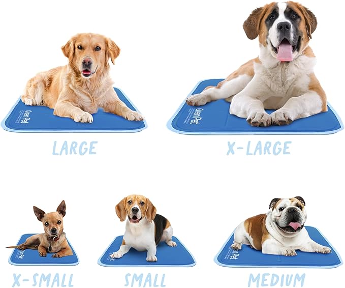 The Green Pet Shop Cool Pet Pad - Medium, Blue - Self-Cooling, Pressure Activated Mat for Dogs & Cats from 21-45 lbs - Non-Toxic Gel, No Water Needed