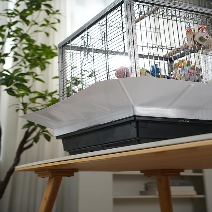 Metal Bird Cage 24 Inch High, Parrot Cage with Pull-Out Tray and 2 Perches, Bird Carrier for Parakeet, Cockatiels, Budgies and Small Medium Sized Birds Black