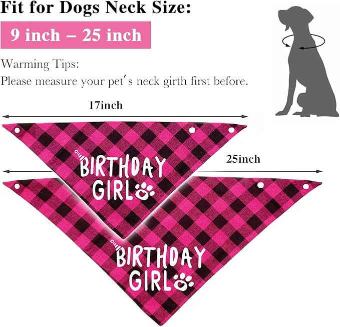 Plaid Dog Bandana with Button, Dual Layer Soft Cotton Triangle Dog Scarf Kerchief, Washable Girl Boy Bandanas Adjustable Accessories for Small Medium Large Extra Large Puppy Pet