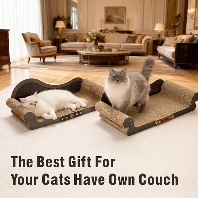 Sofa Shaped Cat Scratching Board,26.6" Extra Large Scratcher Bed for Large Cat Multi-Cats, Scratch Boards Lounge Bed,Cat Couch Furniture Protector (Black)