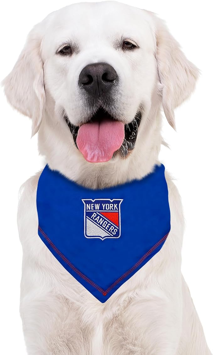 Pets First NHL New York Rangers TIE Bandana, Size Large/X-Large. Dog Bandana Scarf Bib for Pet Cat Dog. The Ultimate Game-Day, Party Bandana