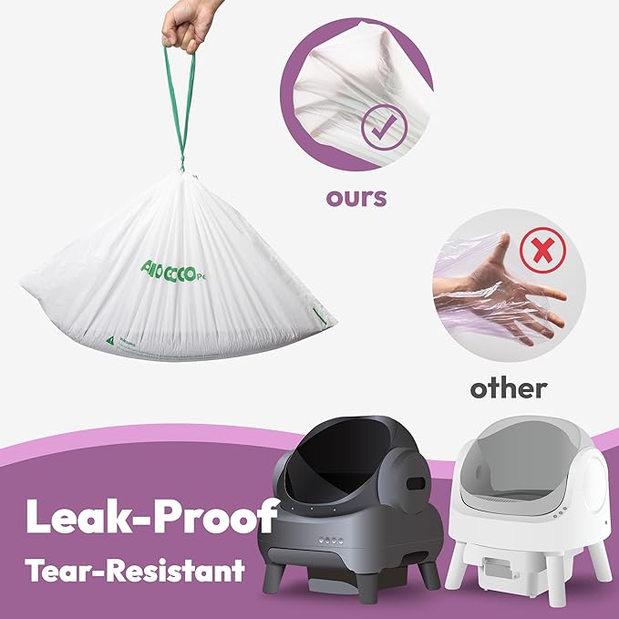 120 Pack Litter Bags Compatible with Neakasa M1 & PetPivot & wozhio & Open-X AutoScooper 11 Open-Top Self-Cleaning Cat Litter Box, Replaced Waste Bags, Litter Box Liner, 27" x 13"