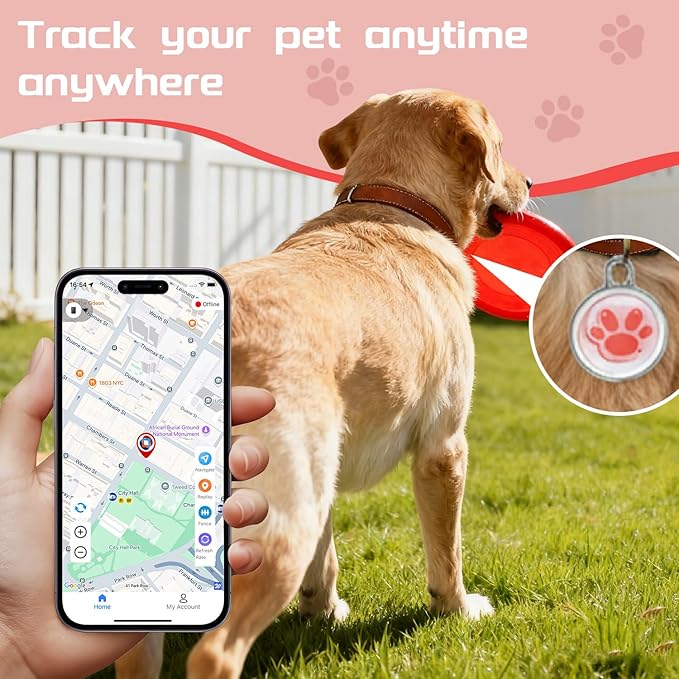 2025 GPS Tracker for Pet, No Monthly Fee & No SIM Card Needed | Real-Time Tracking for Dogs, Cats & Small Animals | Lightweight Design | Long Battery Life | Compatible with iPhone & Android