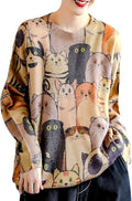 YESNO Women Christmas Sweater Graphic Printed Oversized Pullover Sweaters Casual Loose Knit Tops S01