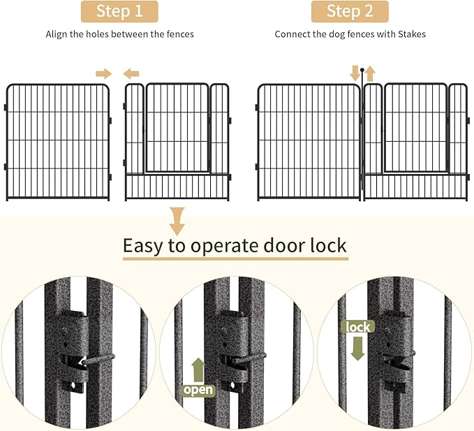 Dog Playpen,32/40/45 Inch Height in Heavy Duty, Folding Indoor Outdoor Anti-Rust Dog Exercise Fence, Portable Pet Playpen with Door for Large Medium Small Dogs and Pet (16 Panels, 45 Inch) Silver