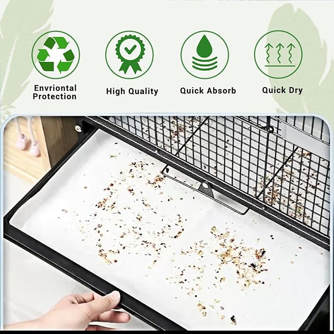 ZIQON 120 Pcs Bird Cage Liner Papers Big Size Cage Paper Liners Disposable Cage Paper Liners Precut Absorbent Cushion Pad Mat Accessories for Pet Bird Parrot