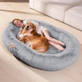 Giant Human Dog Bed for Adults and Pets, 74"x50"x12" Durable Memory Foam for Full-Body Comfort, Waterproof & Machine Washable Cover, Family Shared Lounger for Any Room, Grey