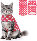 EXPAWLORER Cat Valentines Outfit Sweater - Valentine's Day Sweater for Cats Only Warm Kitten Clothes, Pet Coat Pullover Design, Fleece Sweatshirt Clothing Also for Puppy Small Dogs, Pink Heart M