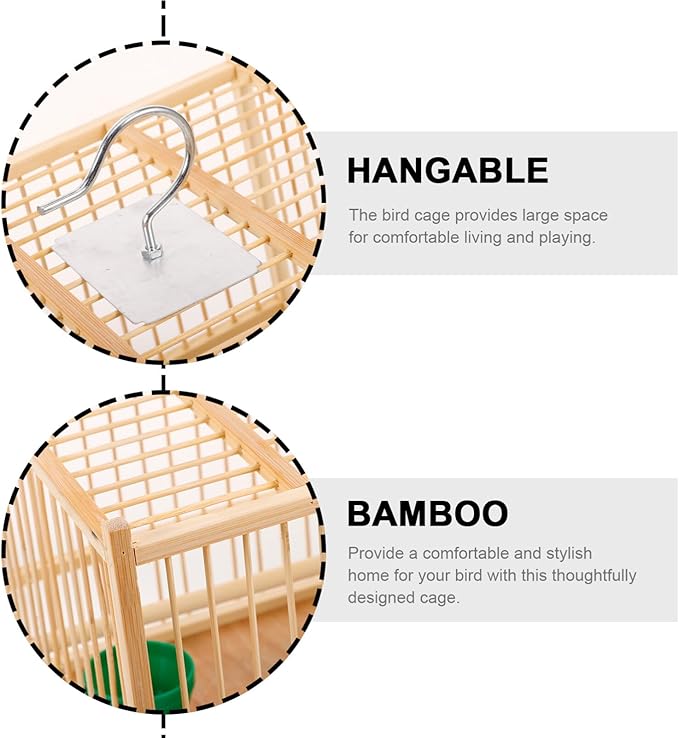 Yardwe Bird Travel Carrier Cage Parrot Cage with Handle Wooden Perch Drink Cup Feeder Dish for Small Parrots Canaries Parrotlets Lovebirds Conures Cockatiels
