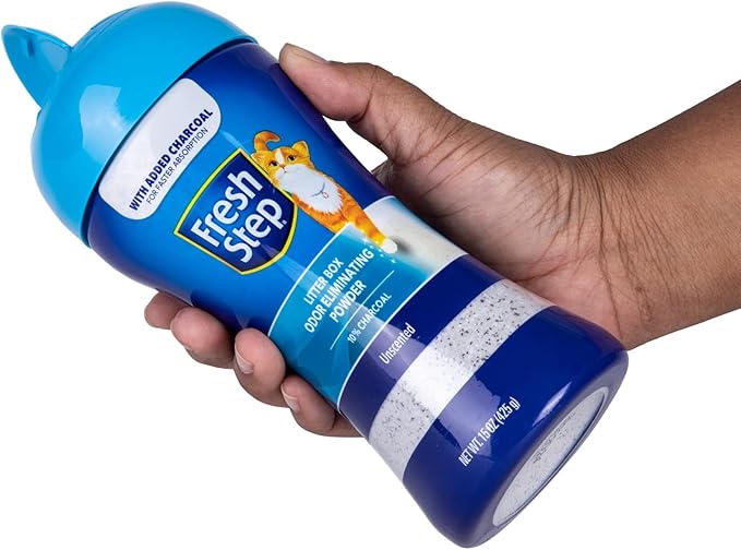 Fresh Step Litter Box Charcoal Odor Eliminator Powder, Cat Litter Deodorizer Additive to Help Absorb and Control Strong Litter Box Odors for Cleaner Smelling Homes, 15 Oz