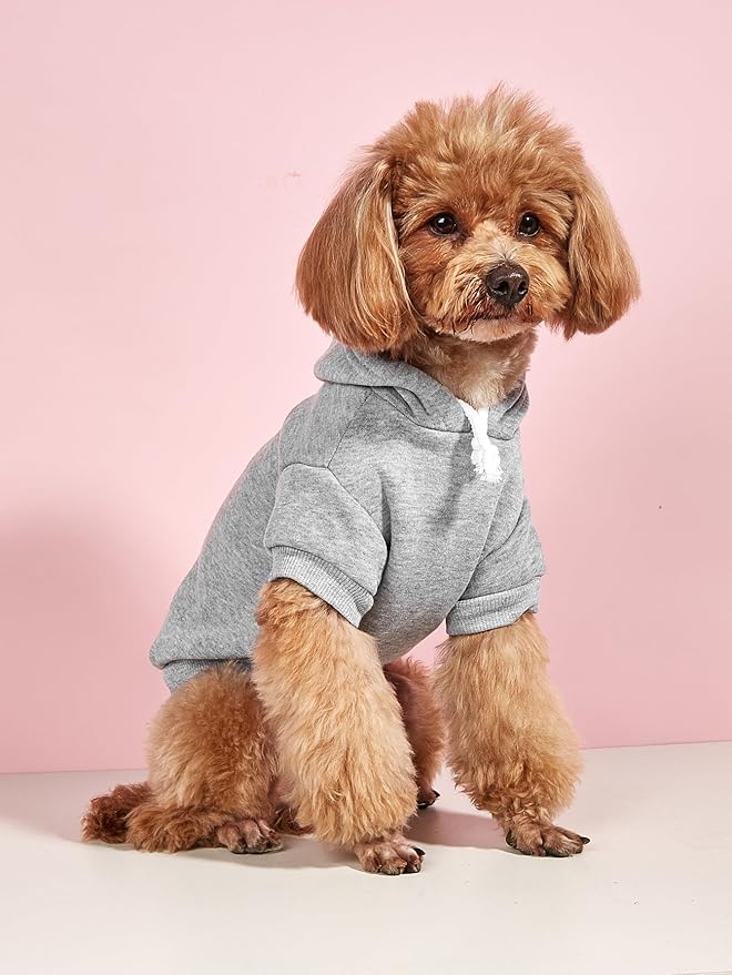 QWINEE Basic Dog Hoodie Sweatshirt Puppy Sweater Warm Cat Costumes Pet Clothes for Chihuahua Puppy Kitten Small Medium Dogs Black Green and Grey X-Large