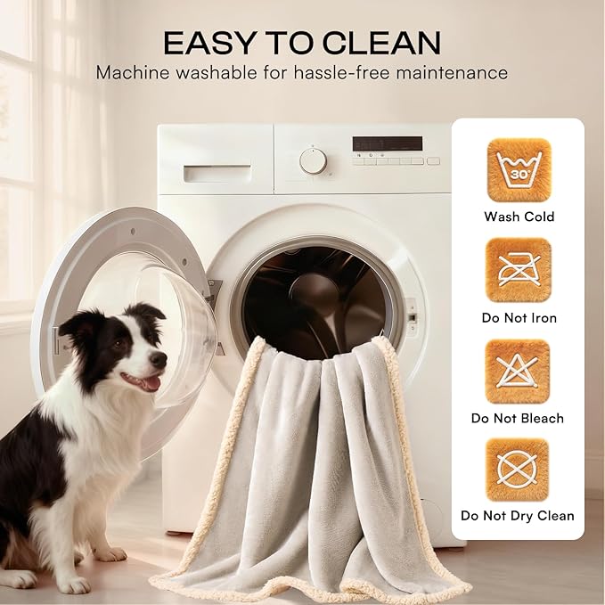 Luciphia Waterproof Pet Blanket, Liquid Pee Proof Dog Blanket for Sofa Bed Couch, Reversible Sherpa Fleece Furniture Protector Cover for Small Medium Large Dogs Cats, Dark White Queen Size（90" x 82"）