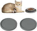 Arespark Pet Silicone Food Mat, Set of 2 Nonslip Waterproof Feeding Bowl Mat with Raised Edges for Food and Water Prevent Spills, Round Eating Tray for Dog Cat Puppy Kitten, 6'' x 6''