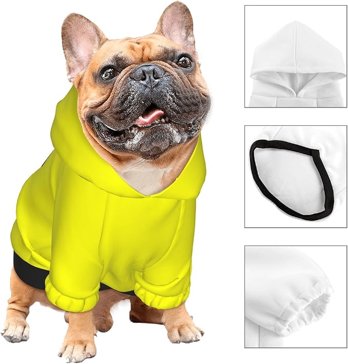 Custom Dog Hoodie Soft & Warm Design Your Own Personalized Photo Text Logo Name Dog Clothes for Puppy Sweatshirt Hooded for Small Medium Large Dogs Girl/Boy Cats Yellow