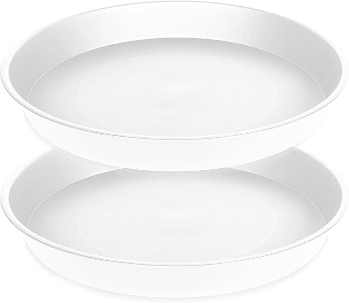 2 Pack of 10 inch Plant Saucer Gray, Heavy Duty Plastic Plant Saucer 10 inch Round, Durable Plant Tray for Pots, Plant Saucers for Indoors, Plant Trays for Planter 9"/10" (10", White)