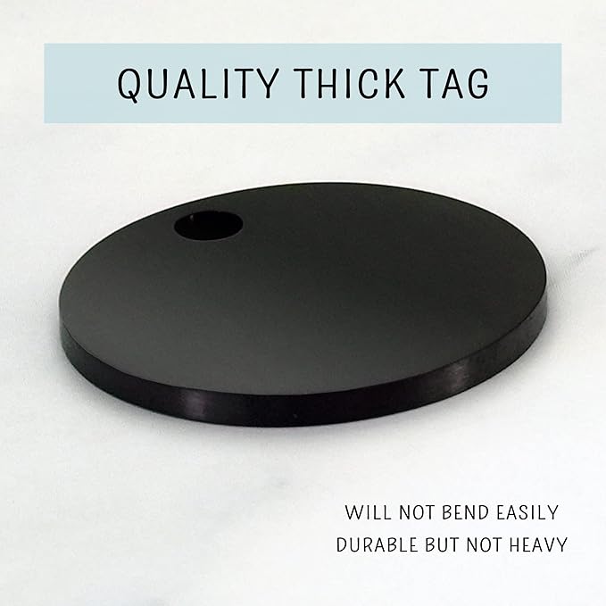 Ultra Joys Custom Personalized Dog ID Tag - Brushed Stainless Steel Round, Black Medium