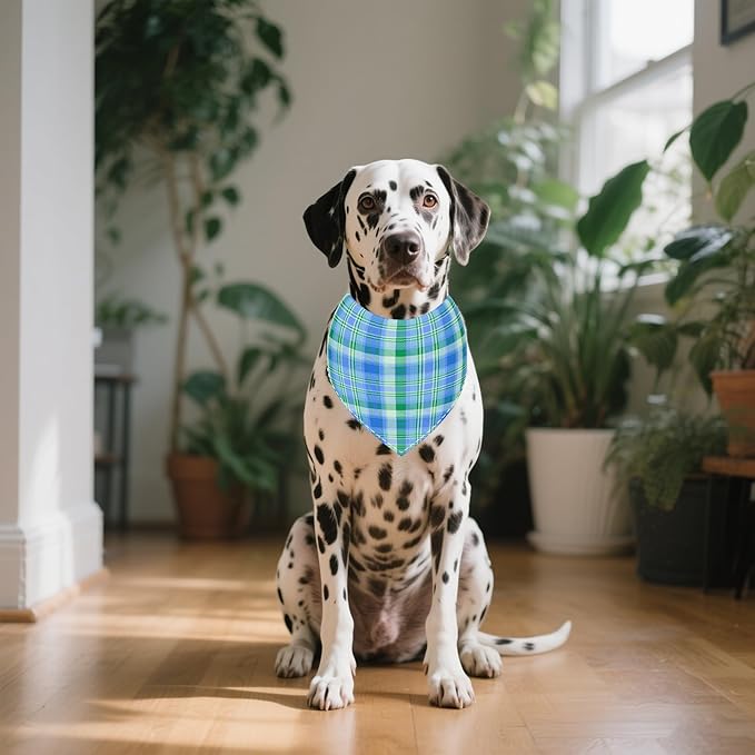 30 Pack Large Plaid Dog Bandanas Stitch Dog Bandana Bulk Reversible Print One Side XXL Polyester Scarves Party Grooming L