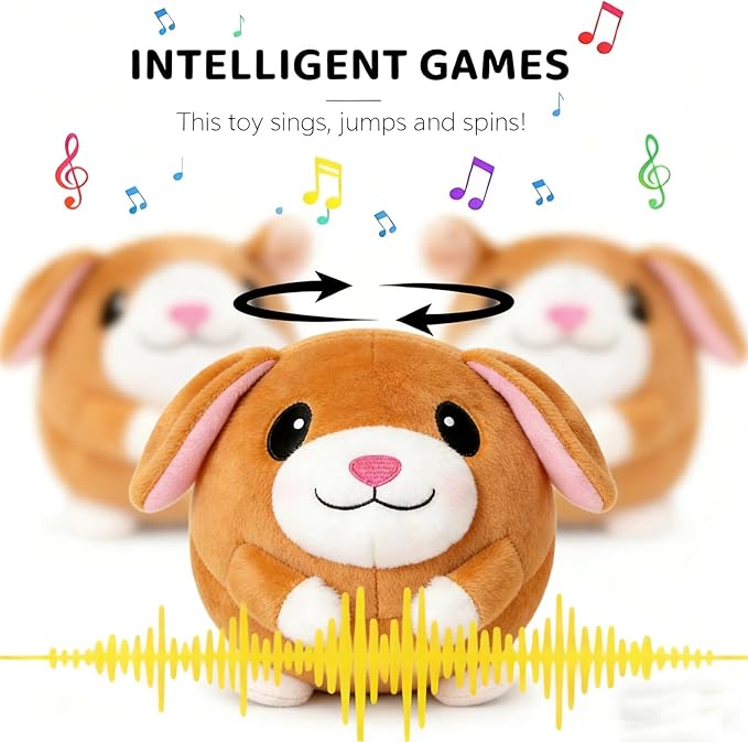 Interactive Dog Toys,Active Moving Pet Plush Toy with Recording and Music Modes, Jumping Squeaky Song shaking Interactive Dog Ball, Rechargeable Dog Toys to Keep Them Busy,Animal Plush Pet Toy (Dog)