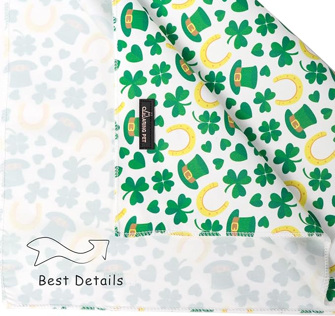 ARING PET St Patrick's Day Dog Bandana, Cute Green Shamrocks Pet Bandanas Scarf Triangle Bibs Handkerchief for Puppy Small Medium Large Boy Girl Dogs-S