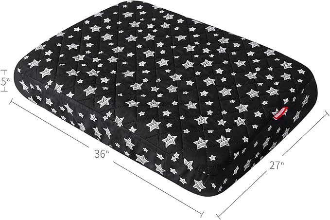 Waterproof Dog Bed Covers Replacement Washable Pet Hair Easy to Remove, Noiseless Quilted Puppy Pet Bed Cover Lovely Black Star Print 27x36 Inches, for Dog/Cat, Cover Only