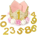 Dog Birthday Crown Hat - Reusable Party Crown with 0-9 Figures Charms for Dogs & Cats - Gold