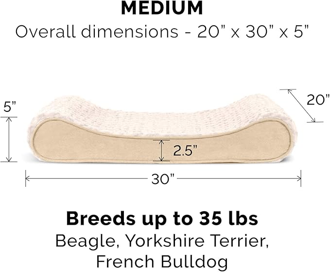 Furhaven Replacement Dog Bed Cover Ultra Plush Faux Fur & Suede Contour Luxe Lounger, Machine Washable - Cream, Medium (Pack of 2)