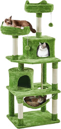 Yaheetech 62.5inches Cat Tree Cat Tower Kitten Condo with Platform & Hammock, Scratching Posts for Kittens Pet Play House with Plush Perch for Indoor Activity Relaxing, Green