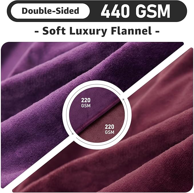 LOOBANI Waterproof Blanket for Bed: Reversible Soft Flannel Twin Bed Blanket 60" x 80", Leakproof Throw Spill-Proof Dog Pet Blanket for Couch, Sofa Protect, Movie Time, Camping, Travel, Purple