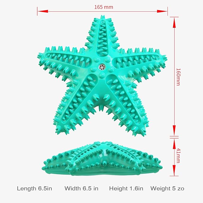 Carllg Dog Toys for Aggressive Chewers, Dog Teething Cleaning Toothbrush Toy, Durable Squeaky Interactive Starfish Puppy Toys for Small Medium Large Breed