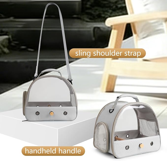 Bird Travel Carrier Cage, Portable Small Bird Parrot Parakeet Carrier with Standing Perch and Soft Mat, Side Access Window Collapsible Bird Carry Transport Bag for Vet Visit