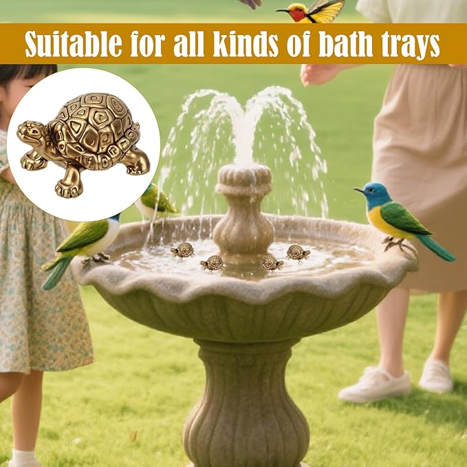4pcs Mini Turtle Shape Copper Bath Disk Ornaments Decorations, Copper Bird Bath Purification Disc Decorative Birdbath Cleaner Universal Fit Outdoor Outside Birdbaths & Bowl Decor