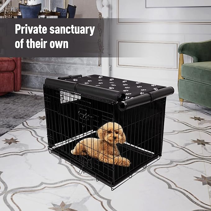 Pet Prime Dog Crate Cover for Wire Cages 24 30 36 42 48 Inch Outdoor Pet Kennel Cover Machine Wash & Dry (Cover Only) (48 Inch Crate Cover (48"x30"x33"))