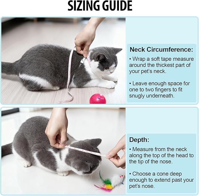 Depets Cat Cone Collar Soft, Adjustable Lightweight Cat Recovery E Collar to Stop Licking for Puppy Rabbit, Waterproof Pet Cone for Small Animal After Surgery Grooming, Neck Girth 9.5 in