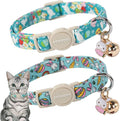 DOGWONG 2 Pack Easter Day Cat Collars, Breakaway with Bell, Adjustable 7-12 Inch, Egg Color, Cotton Material, All Breed Sizes
