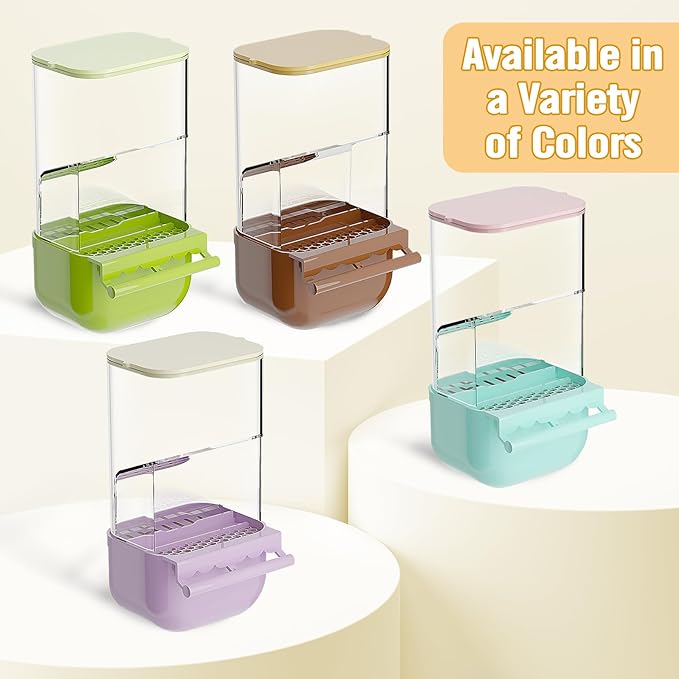 BNOSDM No Mess Bird Automatic Feeder Bird Cage Feeders Parrot Cage Accessories Transparent Seed Food Container with Perch for Finches, Parakeets, Budgies, Lovebirds, Cockatoos, Canaries (Brown)